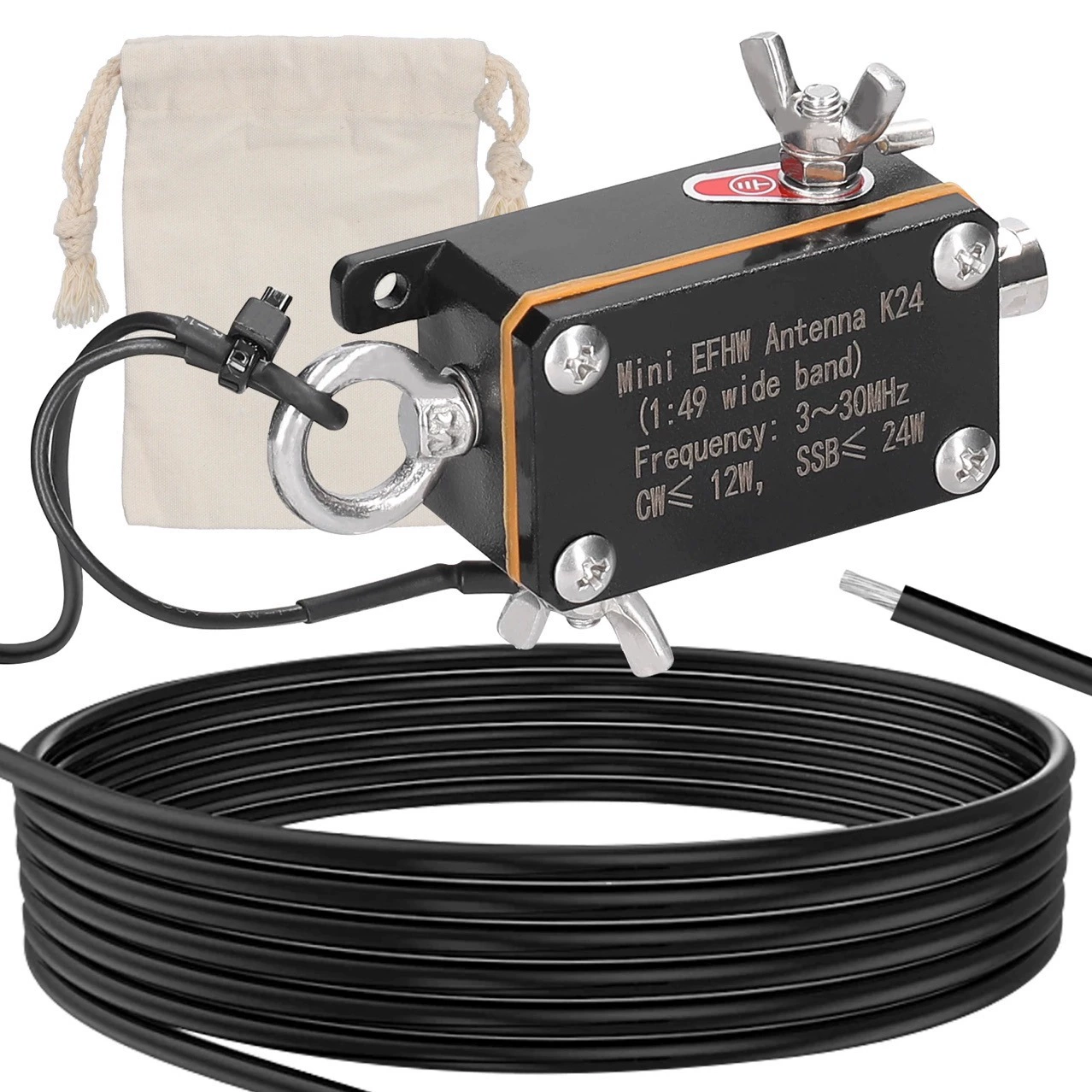 Карманная антенна EFHW K24, коротковолновая антенна диапазона 3–30 МГц, широкополосная однобоковая полуволновая антенна