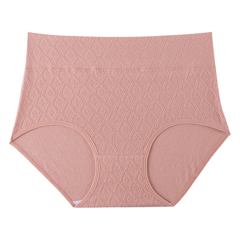 Gran tamaño cintura alta algodón en relieve jacquard cómodo sin costuras bolsa tridimensional cadera mediana y anciana cintura alta vientre entrepierna de algodón