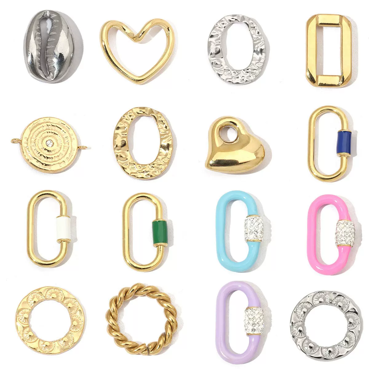 镜面抛光几何椭圆形不锈钢项链吊坠凹凸纹圈法式钛钢diy饰品配件