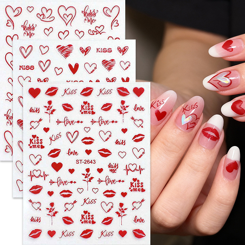 New Valentine's Day Nail Art Stickers Wholesale Sexy Lips Love Rose English Love Valentine's Day Nail Stickers New Valentine's Day Nail Art Stickers Wholesale Sexy Lips Love Rose English Love Valentine's Day Nail Stickers