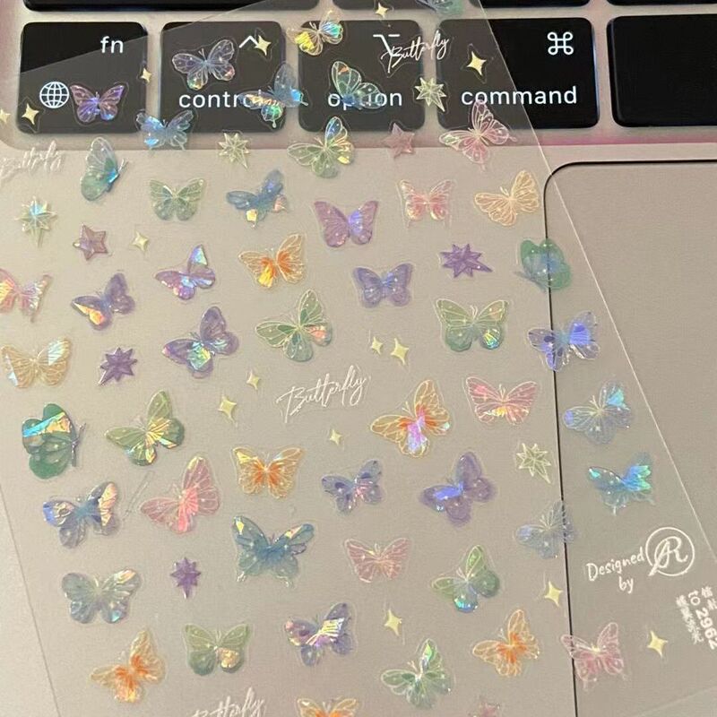 Xiaohongshu's Popular Butterfly Wing Streamer Stickers, Classy Flat Nail Art Stickers, Colorful Butterfly Fairy Nail Stickers Xiaohongshu's Popular Butterfly Wing Streamer Stickers, Classy Flat Nail Art Stickers, Colorful Butterfly Fairy Nail Stickers