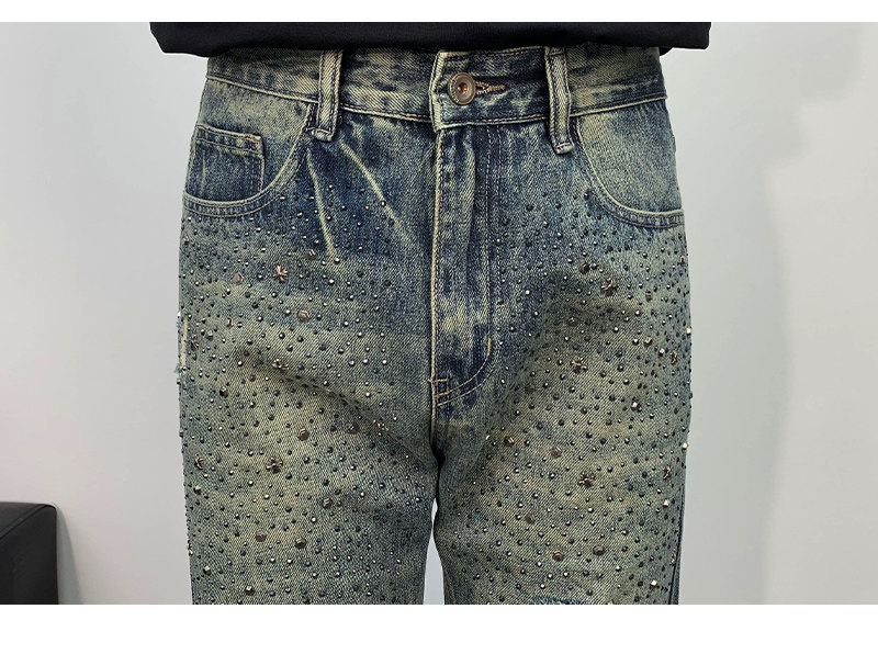 Personalisierte Jeans Mit Strass Für Herren Im Distressed Look_voghion.com