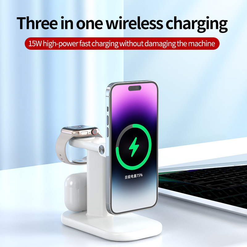 Cross-Border Popular Magnetic Three-In-One Wireless Charger Folding Wireless Charger 25W Wireless Charger Source Factory