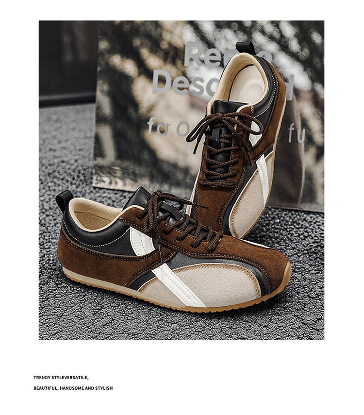 Giày sneaker nam , da tổng hợp phối lưới, đế cao 2,5 cm, buộc dây — Màu cà phê đậm chi tiết 15