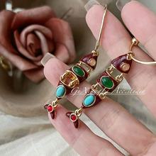 【游走的鱼】轻奢法式耳环酒红珐琅小鱼精致镶嵌C圈小众耳饰C99