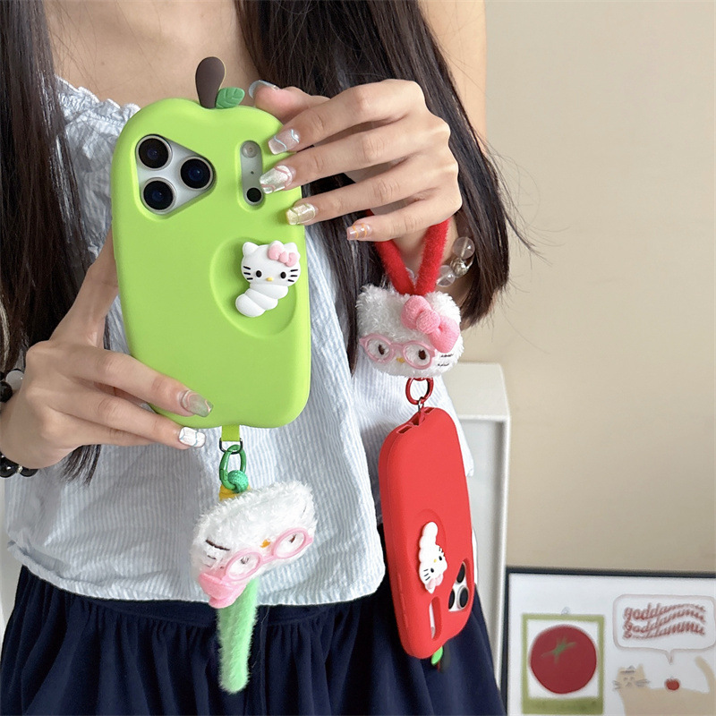 创意立体毛毛虫KT挂绳适用iPhone17苹果16ProMax/15/14手机壳少女|undefined