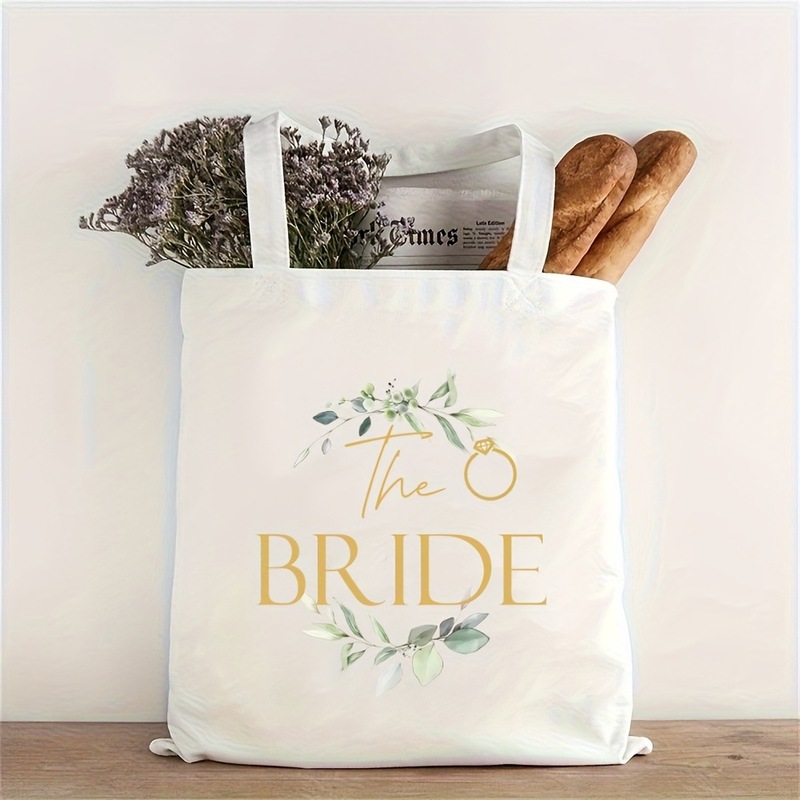 跨境新品 The Bride 白色帆布袋，新娘手提袋，创意婚礼装饰用品|undefined