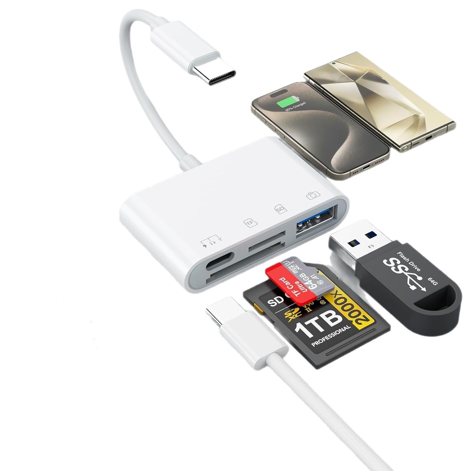 Lector de tarjetas multifunción cuatro en uno Type-C Dock de expansión de alta velocidad 3.0usb a TF tarjeta SD tarjeta convertidor de teléfono móvil