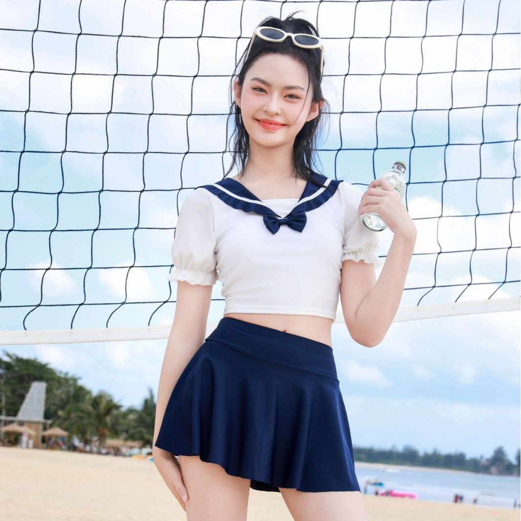 Two-Piece Swimsuit for Women, New Fashionable and Comfortable Design, Tummy-Concealing, Slimming, Conservative Style, Suitable for Hot Springs, Vacation, and Beachwear