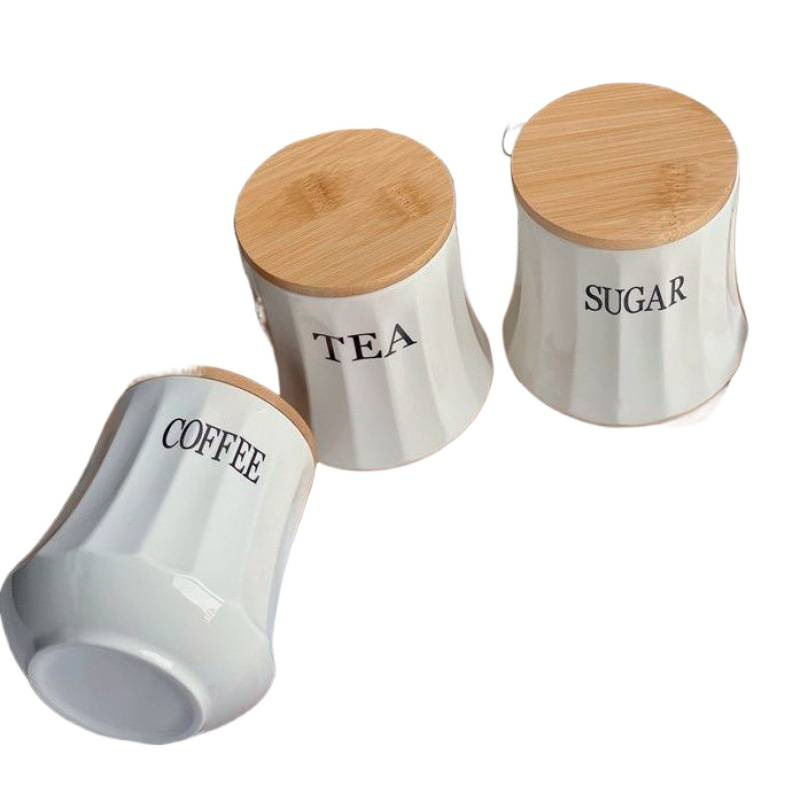 Tanque cerámico creativo de sello de bambú cubierta de cocina alimentos a prueba de humedad de alto valor facial conjunto de té de café lata a granel para el hogar