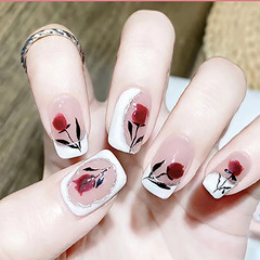 Fresh Gentle Wind Tulip Flower False Nail Sticker to Whitening Small Flower Nail Beauty Removable Wear Nail Sticker Wholesale