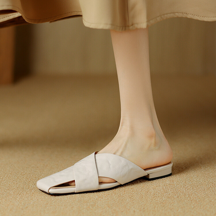 ★*i様 Bit Square-Toe Mules バニラ 38 ☆*i様 Bit Square-Toe Mules バニラ 38