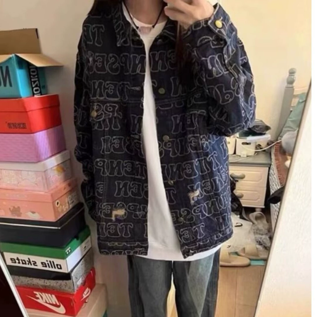 Retro denim jacket for leisure for beloved, American style