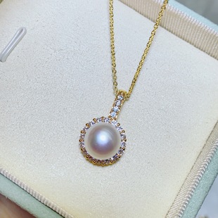 Natural Light Fresh Water Real Pearl Pendant Gold Full Diamond Dual-purpose Universal Buckle Opening Pendant for Women