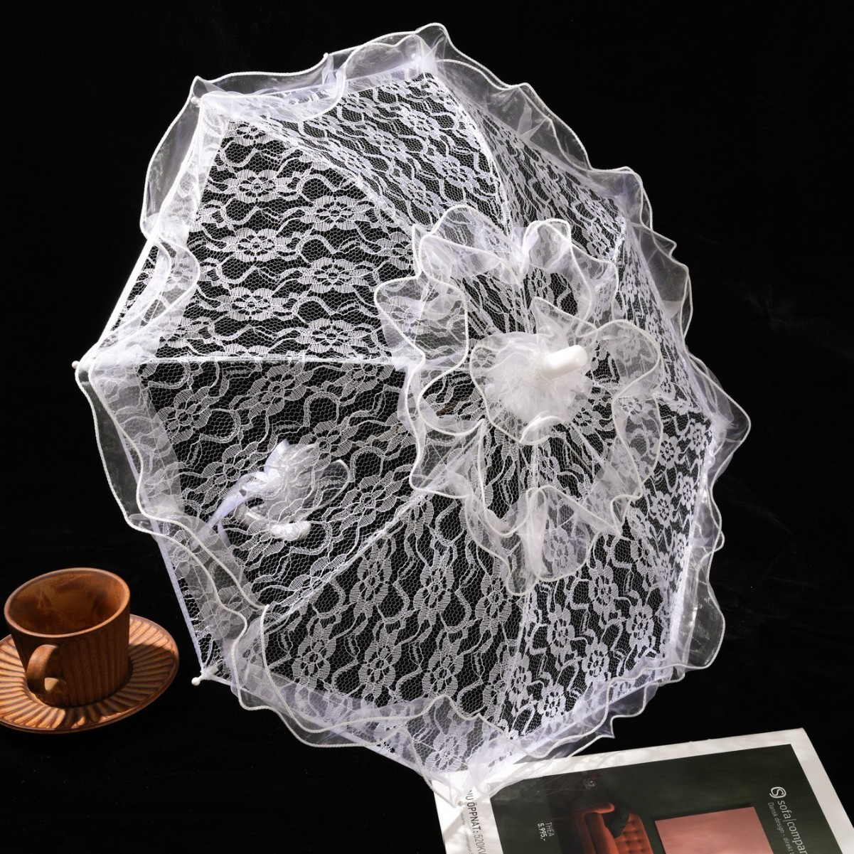 New Double-Layer Wedding Lace Umbrella Western-Style Lace Performance Props Umbrella Wedding Supplies Props Umbrella Wholesale