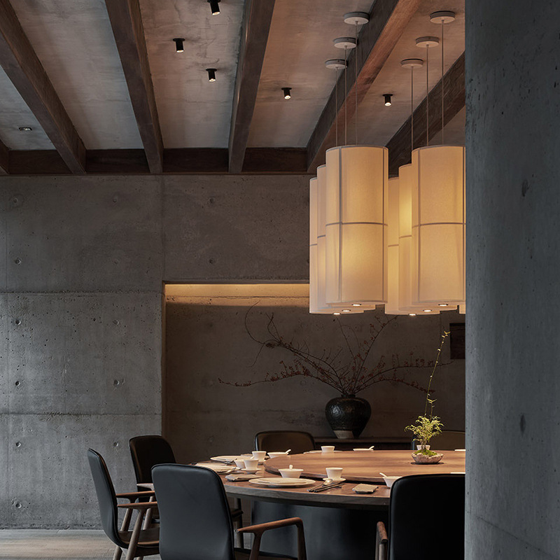 侘寂風吊燈日式餐廳餐桌燈中式包廂餐飲專用帶射燈高端吧檯飯店燈