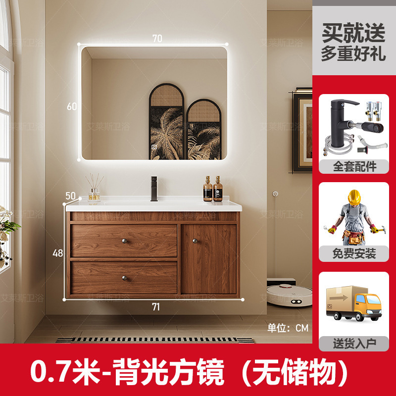 新しい中世スタイルのクルミセラミック一体型洗面台バスルームキャビネット組み合わせトイレ洗面台洗面台キャビネット|undefined