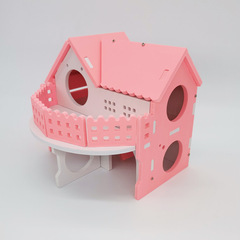 Hamster Deluxe Two-Story Villa, Golden Hamster Pet House, Large Eco-Board Wooden Cottage, Hamster Nest