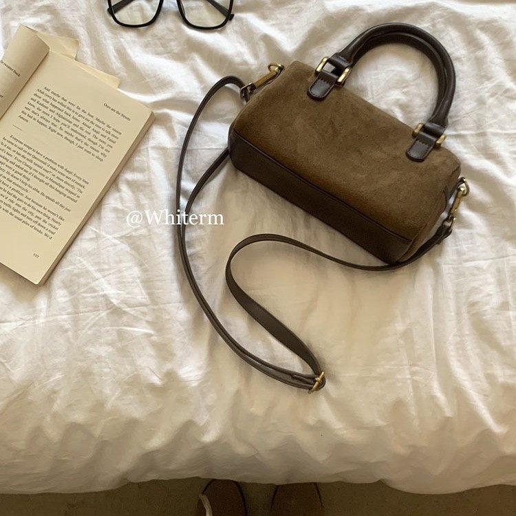 Borsa a spalla vintage in camoscio stile coreano autunnale_voghion.com