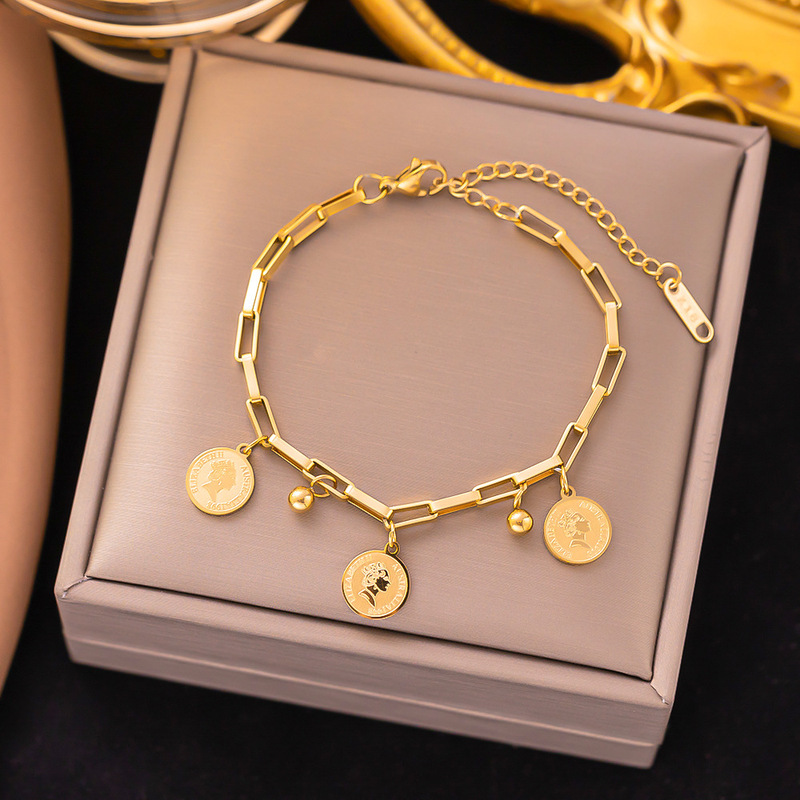 クロスボーダー東莞チタン鋼ジュエリー色褪せない新しい日本と韓国のアクセサリーブレスレット女性用 18K ゴールドファッションライト高級ハイエンド|undefined