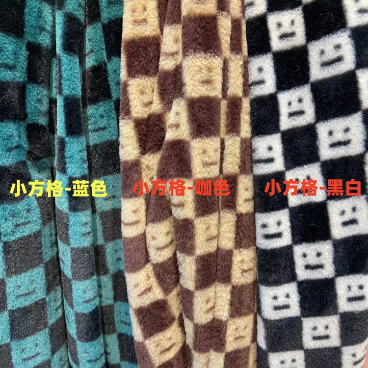 Pequeño conejo piel Plaid impresión Imitación Piel de conejo franela ropa bolsa de abrigo de tela de peluche alfombra de tela en stock