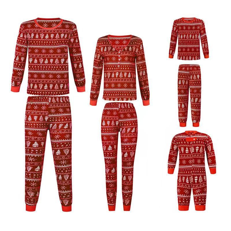 Du Quotidien Rue Femmes Style Simple Sapin De Noël Flocon De Neige Polyester Tricot Impression Ensembles De Pantalons Pantalons Décontractés Famille Des Vêtements Assortis display picture 1