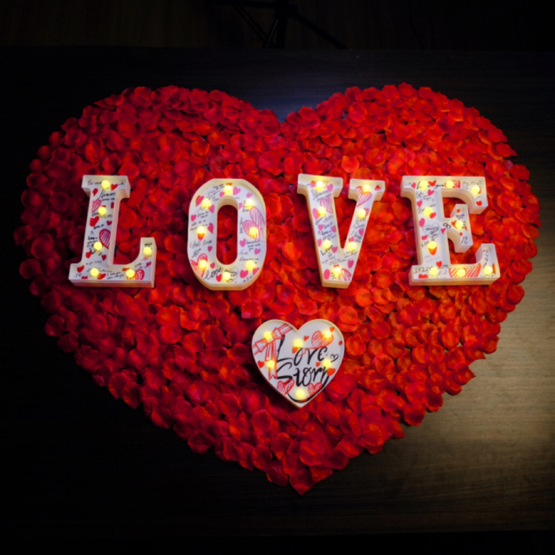 Accesorios de arreglo de confesión de propuesta, luces decorativas, luces de letras con números en inglés, luces de ambiente sorpresa románticas, luces de feliz cumpleaños