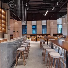 吧椅展会汽车4s华为手机店吧台椅茶水间实木高脚凳收银前台酒吧w&