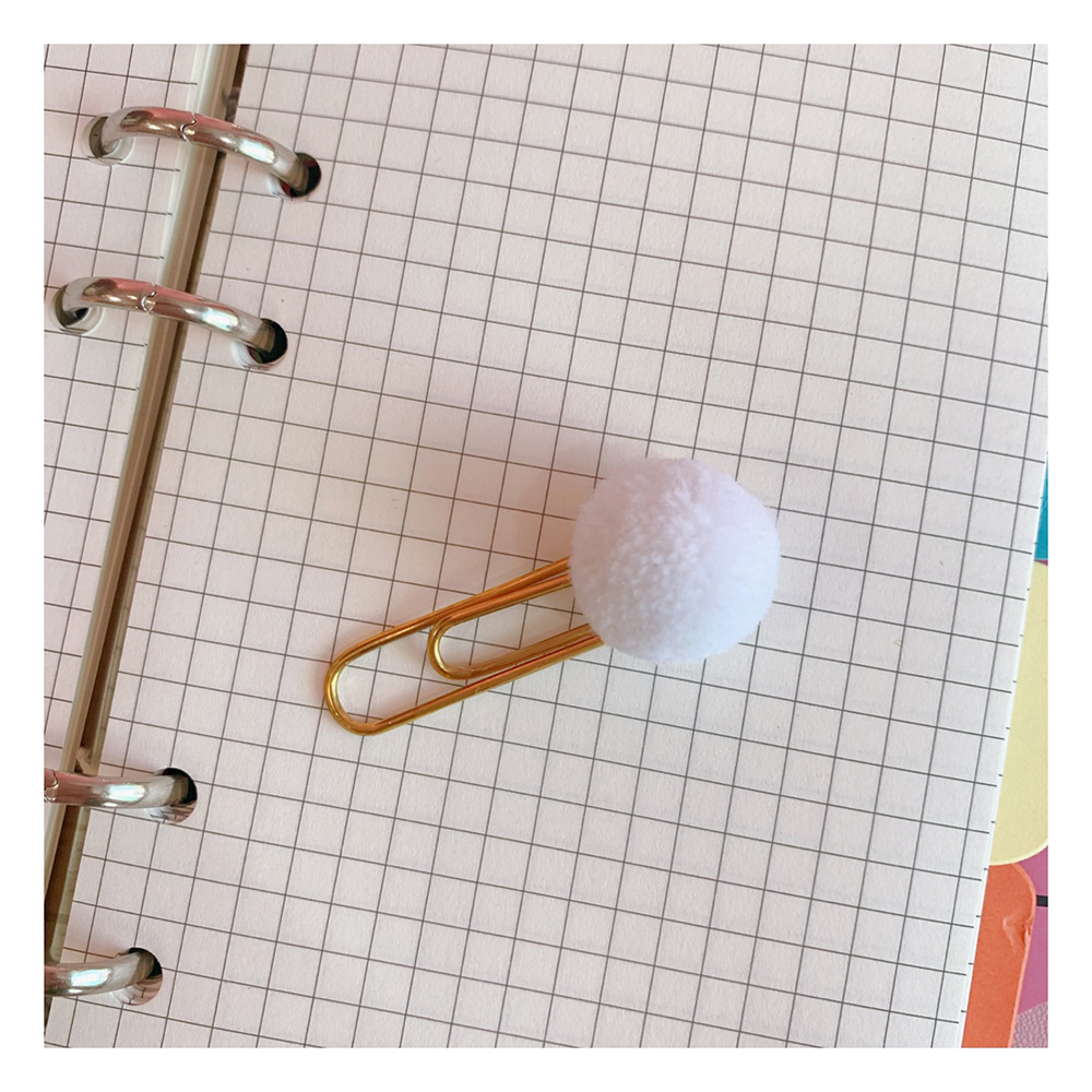 2 # Clips de papel con pompón blanco