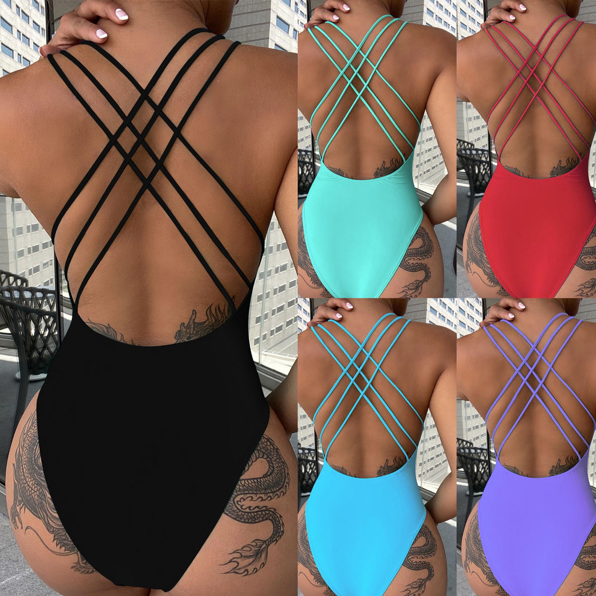 101g Weight Sleeveless Sleeve Length Women's Sexy Solid Color Nylon One Pieces
