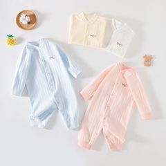 春秋嬰兒連體衣四季男嬰新生兒長袖女寶寶哈衣爬服無骨秋冬打底衣