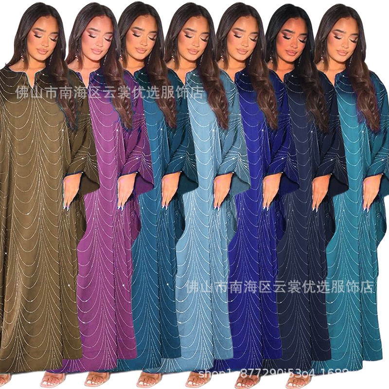 New Fashion Women's Loose-Fitting Rhinestone Batwing Sleeve Robe New Fashion Women's Loose-Fitting Rhinestone Batwing Sleeve Robe
