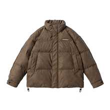 衣道古着2024冬季新款美式复古PU皮立领羽绒服男宽松加厚保暖外套