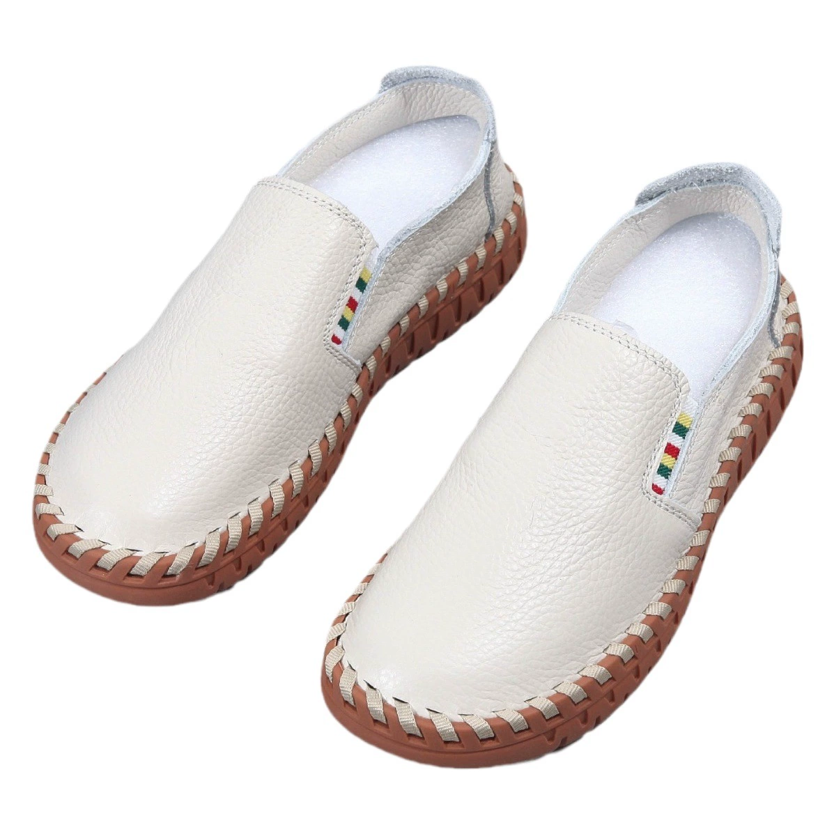 Новая мужская кожаная дышащая повседневная обувь ручной работы первого слоя из воловьей кожи с мягким дном, нескользящая обувь для вождения, папа без шнуровки