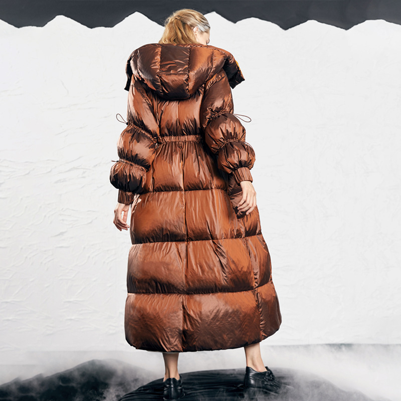 Winter New Velvet Thickened Large Size 90 White Duck Down Jacket Women's Loose Slimming Waterproof Wash-Free Foreign Trade Hot Sale