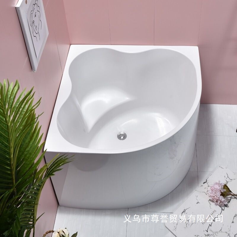 Corner-Mounted Small-Sized Bathtub, Deepened for Home Use, Freestanding Acrylic Adult Bathtub, Chinese-Style Integrated Molded Enclosed Design