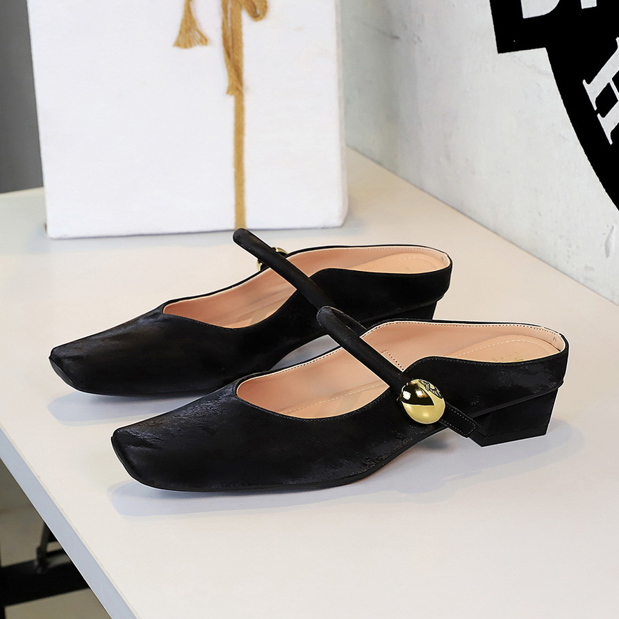 1062-1 European And American Style Shallow Half-slippers For Women, Chunky Low-heel Square-toed Mary Jane With A Single_vogvips.com