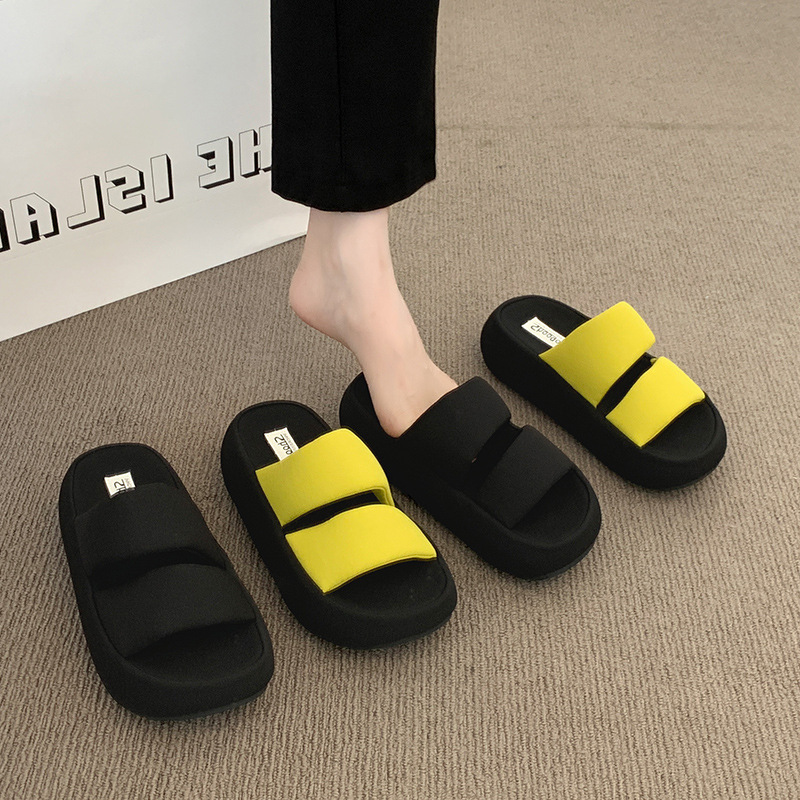 Thick-Soled Heightening Bow-Knot Slippers for Women's Outer Wear Summer Fashion 2025 New Casual Non-Slip Beach Slippers