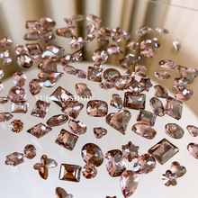 美甲饰品干枯玫瑰水晶尖底钻超闪电镀色玻璃指甲钻大歪心肥方堆钻