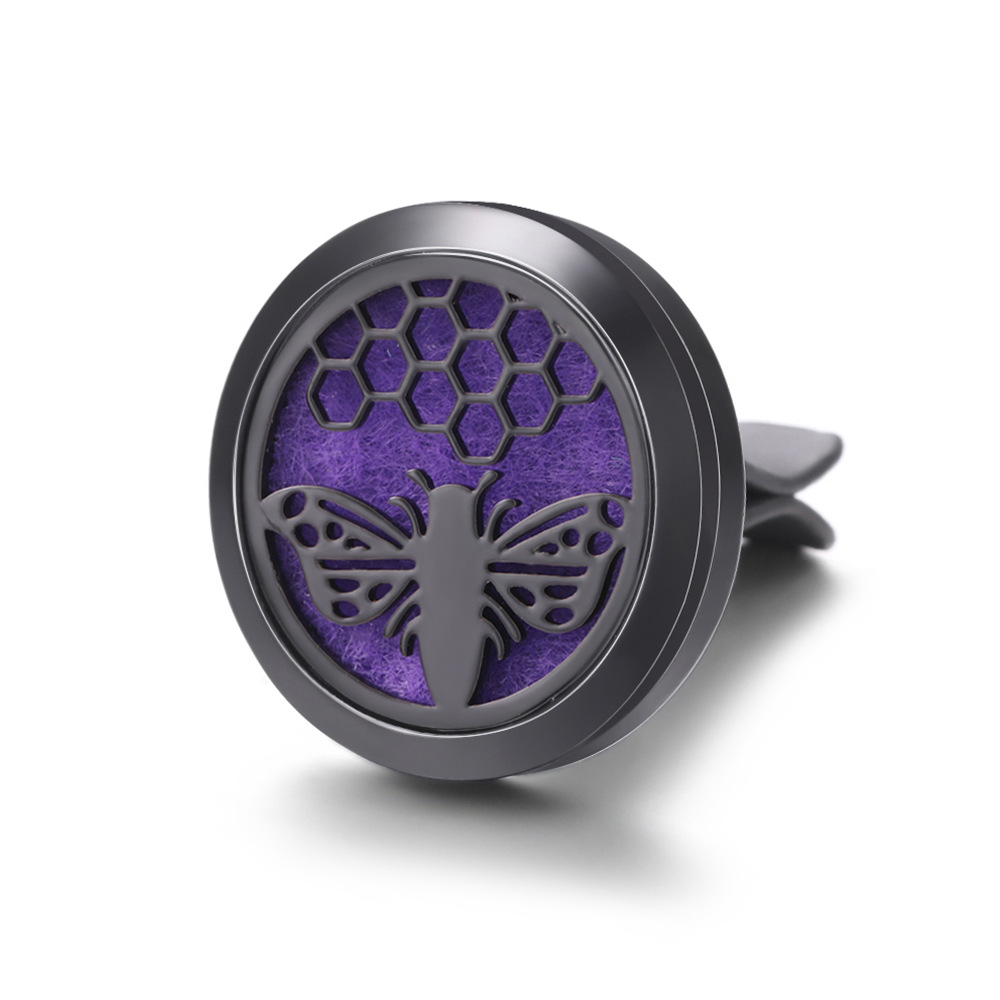 pistola de acero inoxidable negro hueco coche ventilación abrazadera de automóvil perfume árbol de vida automóvil perfume caja de difusión de perfume