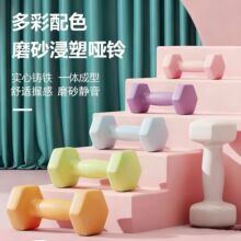 实心铸铁哑铃女生六角浸塑哑铃居家健身女士器材家用拳击小哑铃