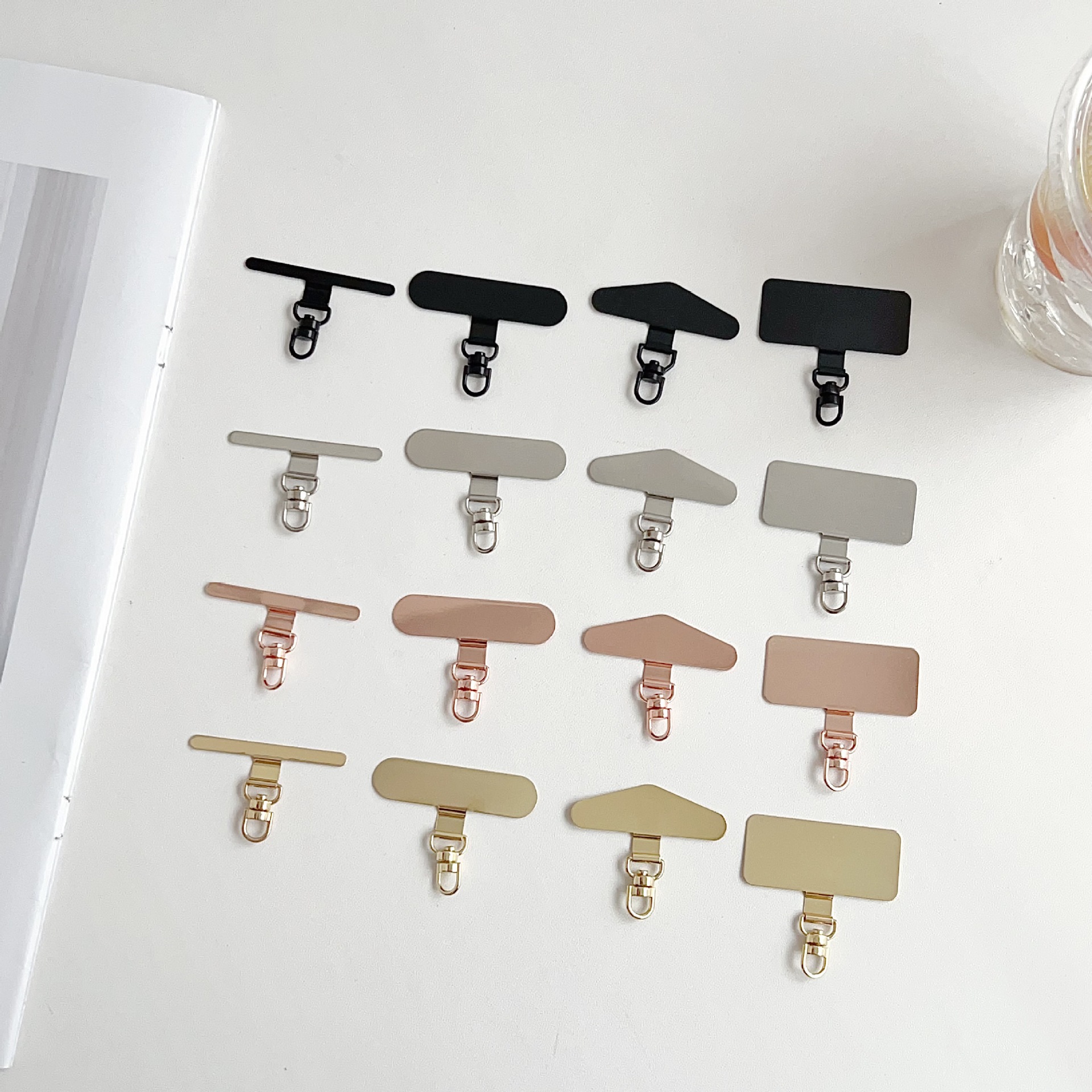 360-Degree Rotating Ultra-Thin Mobile Phone Gasket Lanyard Stainless Steel Ultra-Thin Clip Back Sticker Connecting Piece Metal Piece Anti-Lost Clip