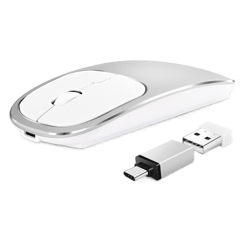 Metal de la fábrica ratón óptico inalámbrico recargable mudo 2,4g ratón creativo regalo Oficina portátil en stock lote