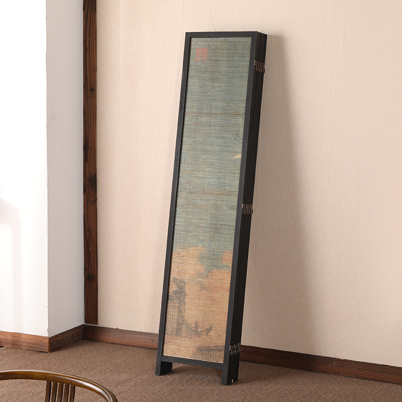 实木屏风隔断客厅现代中式屏风折屏竹子室内隔断屏风办公室瑞鹤图