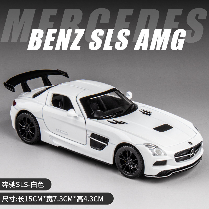 Jiaye aleación coche Modelo 1 :32 Big Ben SLS Puerta de ala de gaviota AMG coche deportivo sonido y luz Tire hacia atrás 4 abierto modelo de coche de juguete péndulo