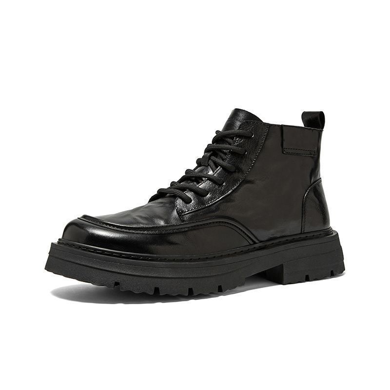 2025 invierno nuevo negocio botas cálidas de terciopelo hombre redonda moda británico versátil zapatos de cuero locomotora suave image 6