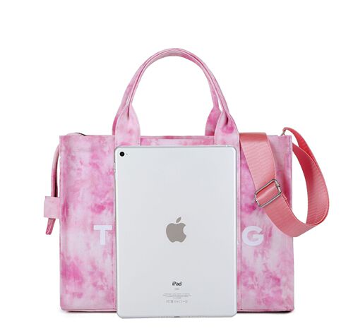 Cross-border new canvas letter women's shoulder tote bag simple tie-dye large capacity commuting crossbody bag student bag