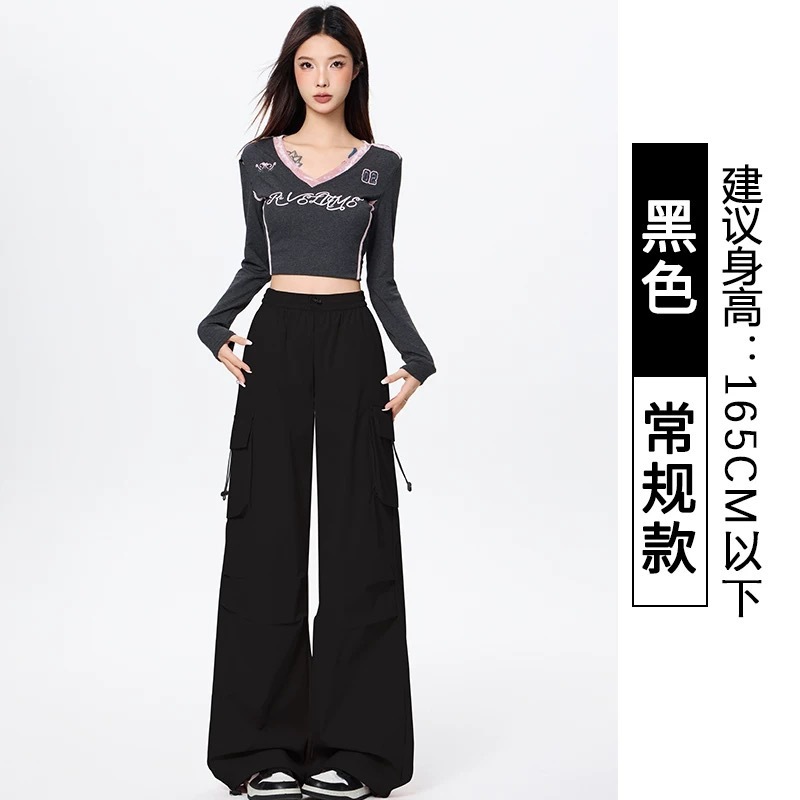 白色工装裤女春秋2025新款速干登山裤小个子冲锋裤显瘦阔腿运动裤|undefined