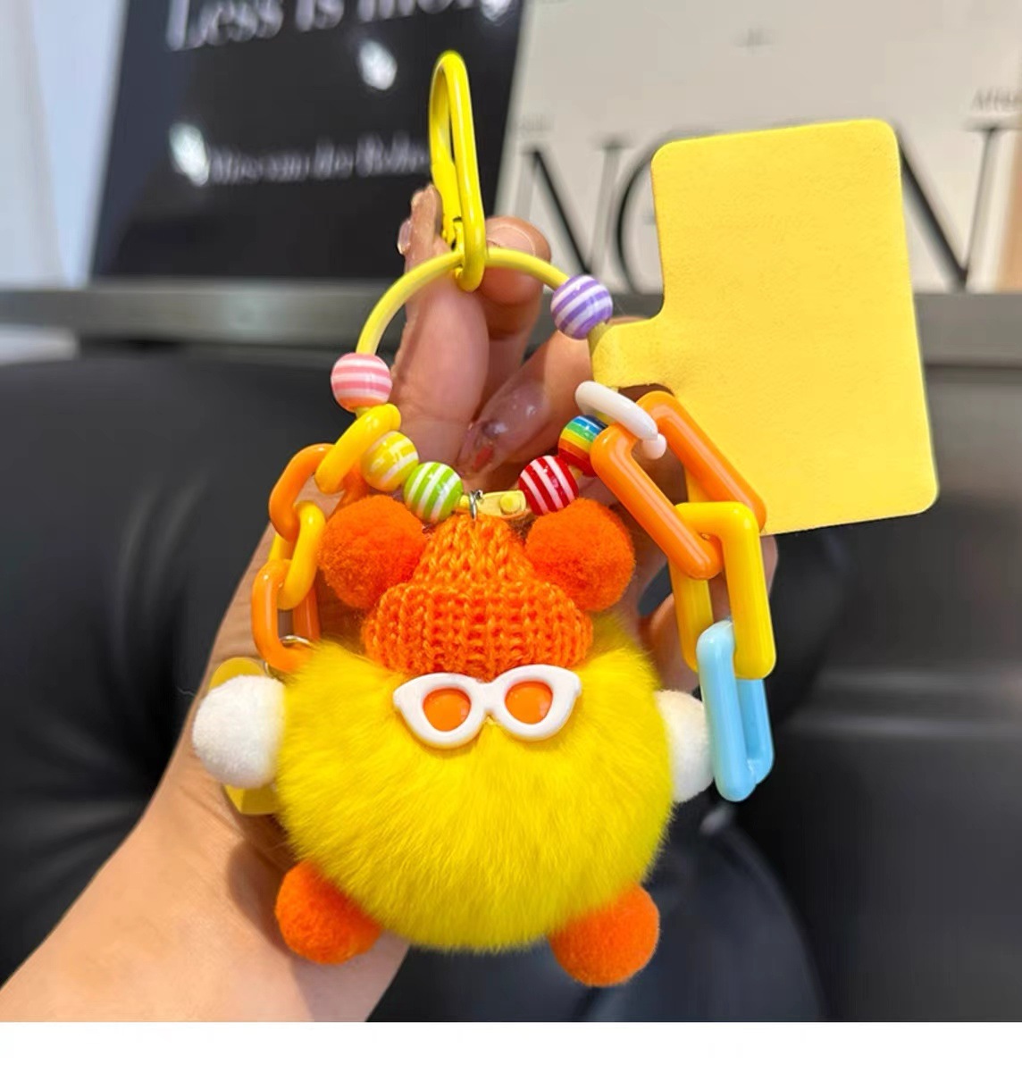 Lindo colgante de bolsa de briquetas de piel de conejo Rex, cosa fea, colgante de muñeca de felpa, colgante de llavero de coche