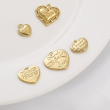 铜镀14K包金时尚欧美风英文字母保色桃心吊坠爱心吊饰diy饰品配件
